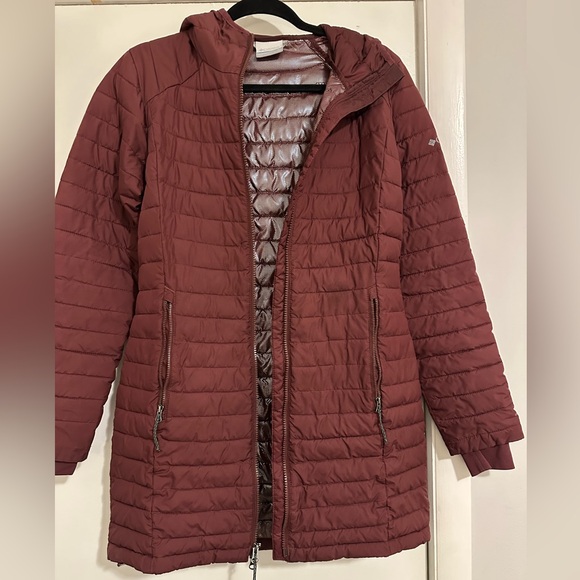 Columbia Women's Small Berry Colored Down Puffer Mid-Thigh Length Jacket/Coat - Picture 7 of 12